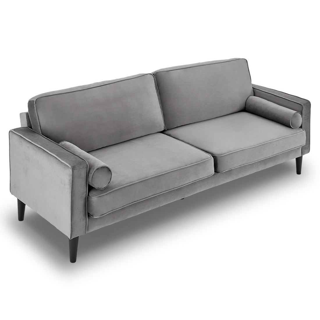 Sarantino Faux Velvet Sofa Bed Couch Furniture Lounge Suite Seat Grey-Furniture &gt; Sofas-PEROZ Accessories
