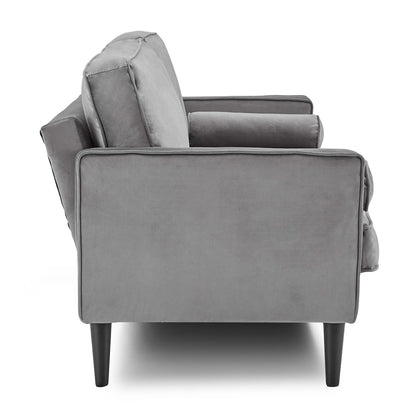 Sarantino Faux Velvet Sofa Bed Couch Furniture Lounge Suite Seat Grey-Furniture &gt; Sofas-PEROZ Accessories