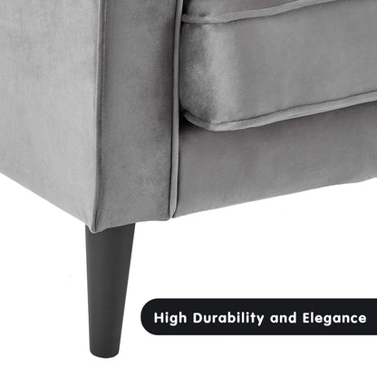 Sarantino Faux Velvet Sofa Bed Couch Furniture Lounge Suite Seat Grey-Furniture &gt; Sofas-PEROZ Accessories