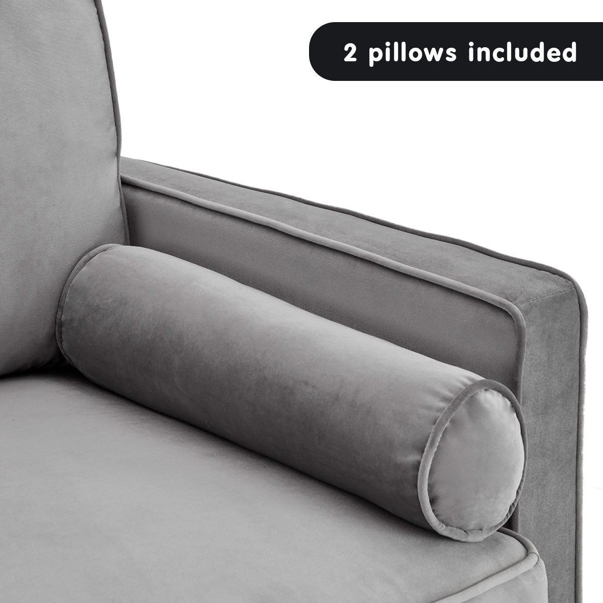 Sarantino Faux Velvet Sofa Bed Couch Furniture Lounge Suite Seat Grey-Furniture &gt; Sofas-PEROZ Accessories