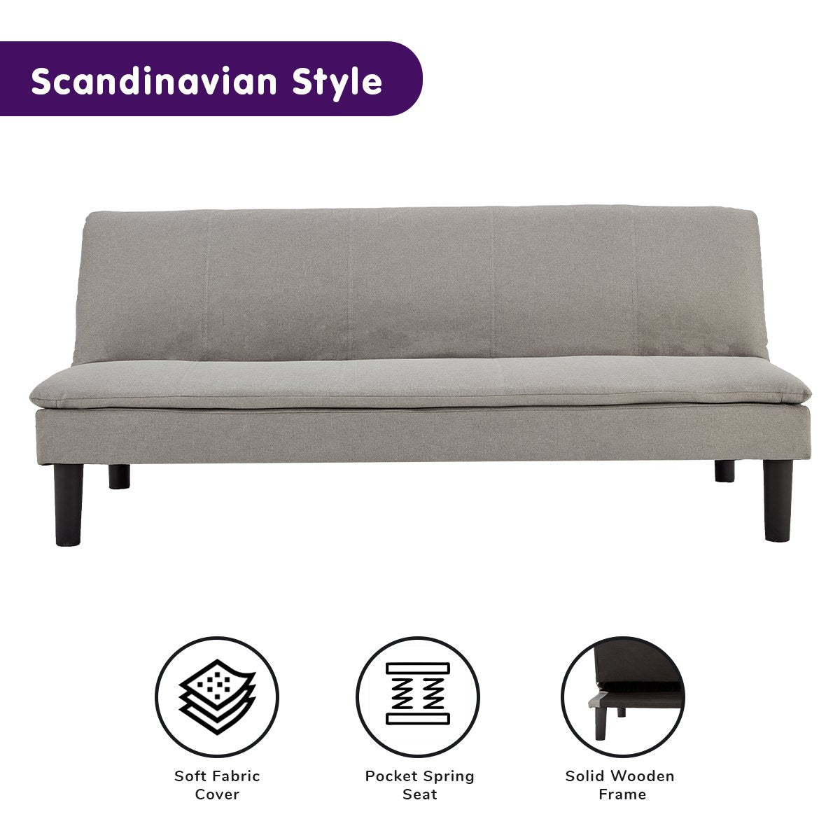 Sarantino 3 Seater Modular Faux Linen Fabric Sofa Bed Couch Light Grey-Furniture &gt; Sofas-PEROZ Accessories