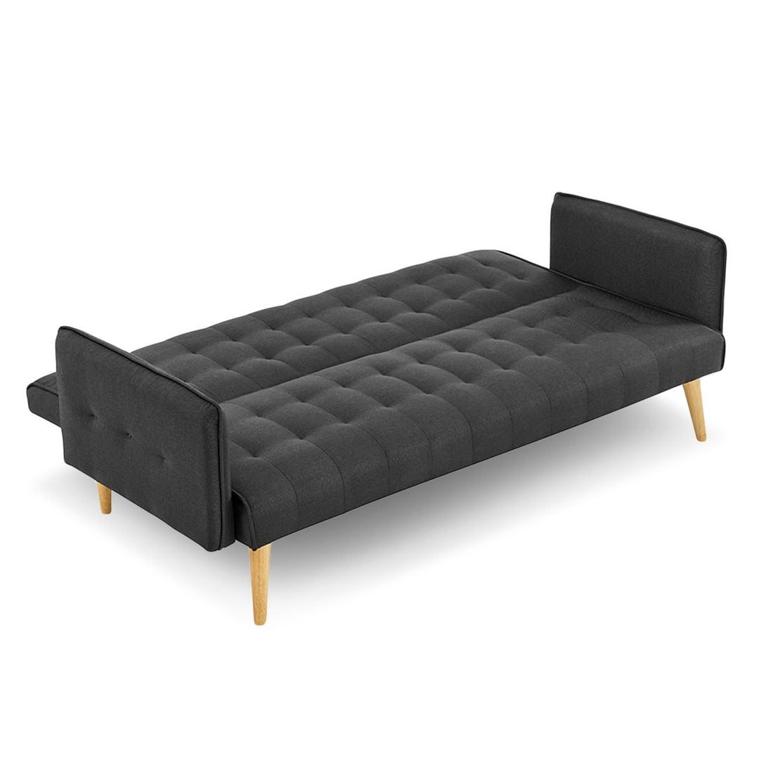 Sarantino 3 Seater Modular Linen Fabric Sofa Bed Couch - Black-Furniture &gt; Sofas-PEROZ Accessories