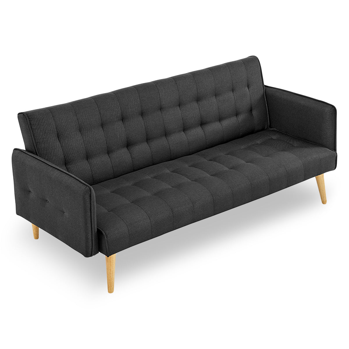 Sarantino 3 Seater Modular Linen Fabric Sofa Bed Couch - Black-Furniture &gt; Sofas-PEROZ Accessories