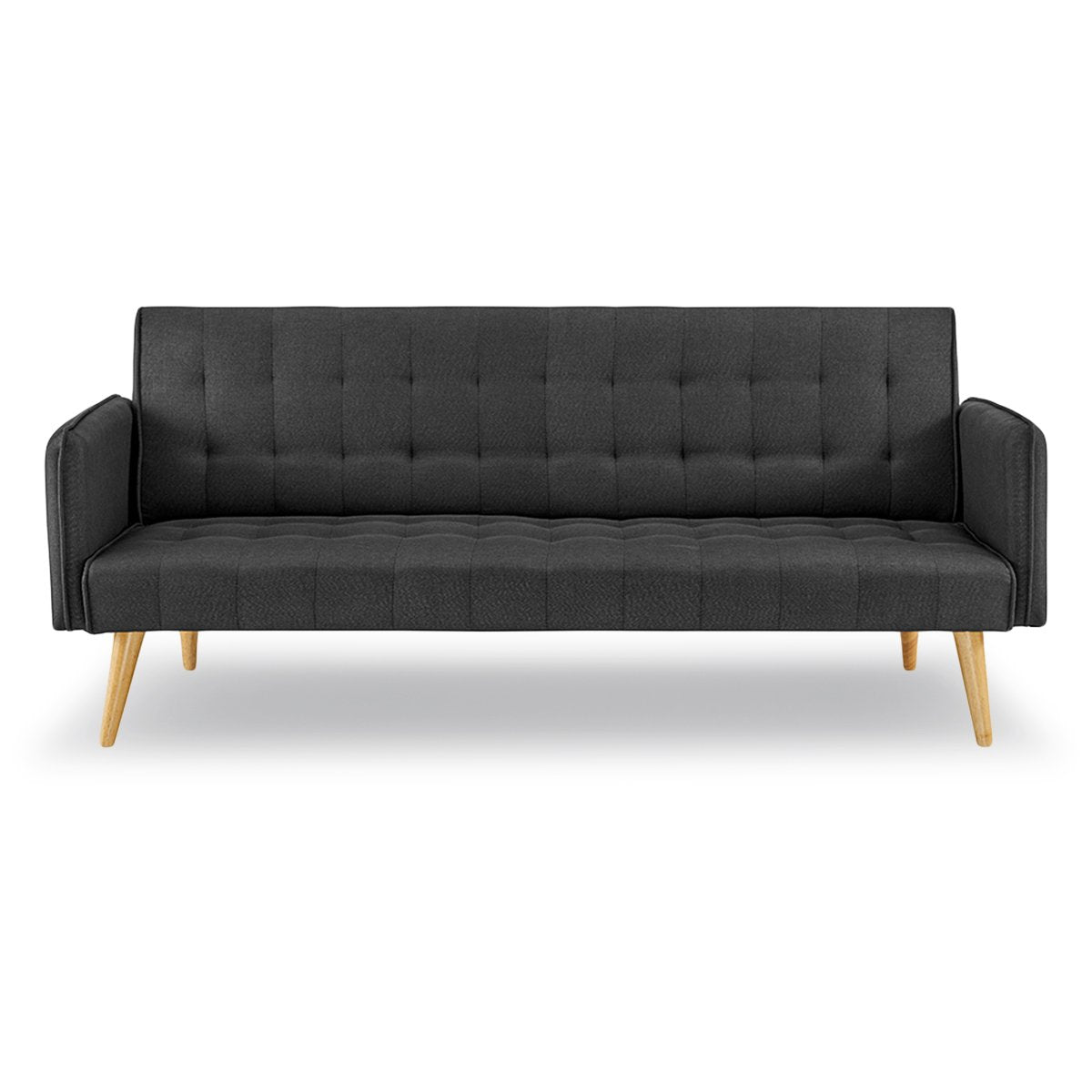 Sarantino 3 Seater Modular Linen Fabric Sofa Bed Couch - Black-Furniture &gt; Sofas-PEROZ Accessories
