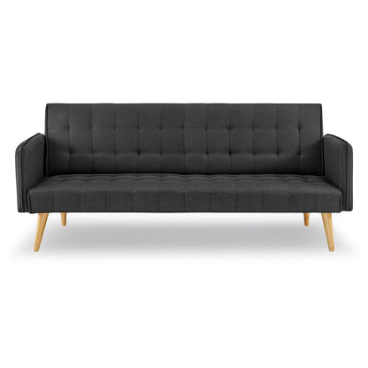 Sarantino 3 Seater Modular Linen Fabric Sofa Bed Couch - Black-Furniture &gt; Sofas-PEROZ Accessories