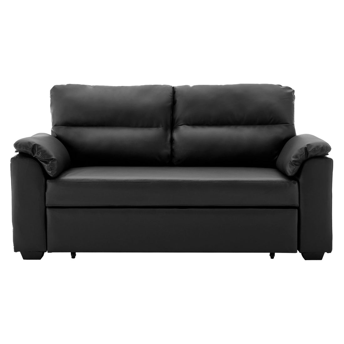 Sarantino Faux Leather Sofa Bed Couch Lounge - Black-Furniture &gt; Sofas-PEROZ Accessories