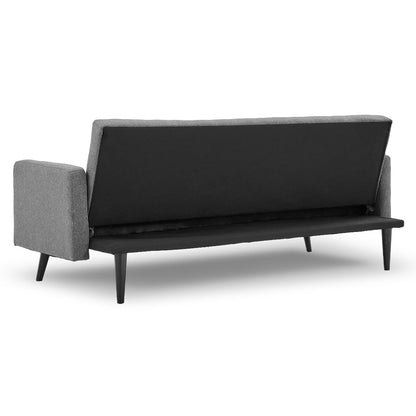 Sarantino Tufted Faux Linen 3-Seater Sofa Bed with Armrests - Light Grey-Furniture &gt; Sofas-PEROZ Accessories