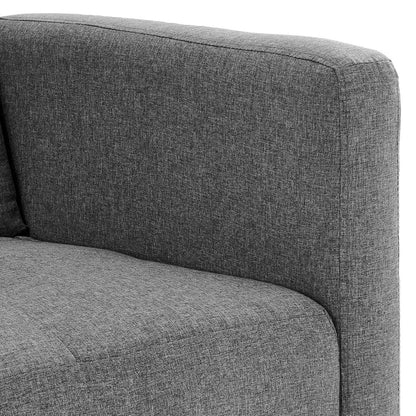 Sarantino Tufted Faux Linen 3-Seater Sofa Bed with Armrests - Light Grey-Furniture &gt; Sofas-PEROZ Accessories