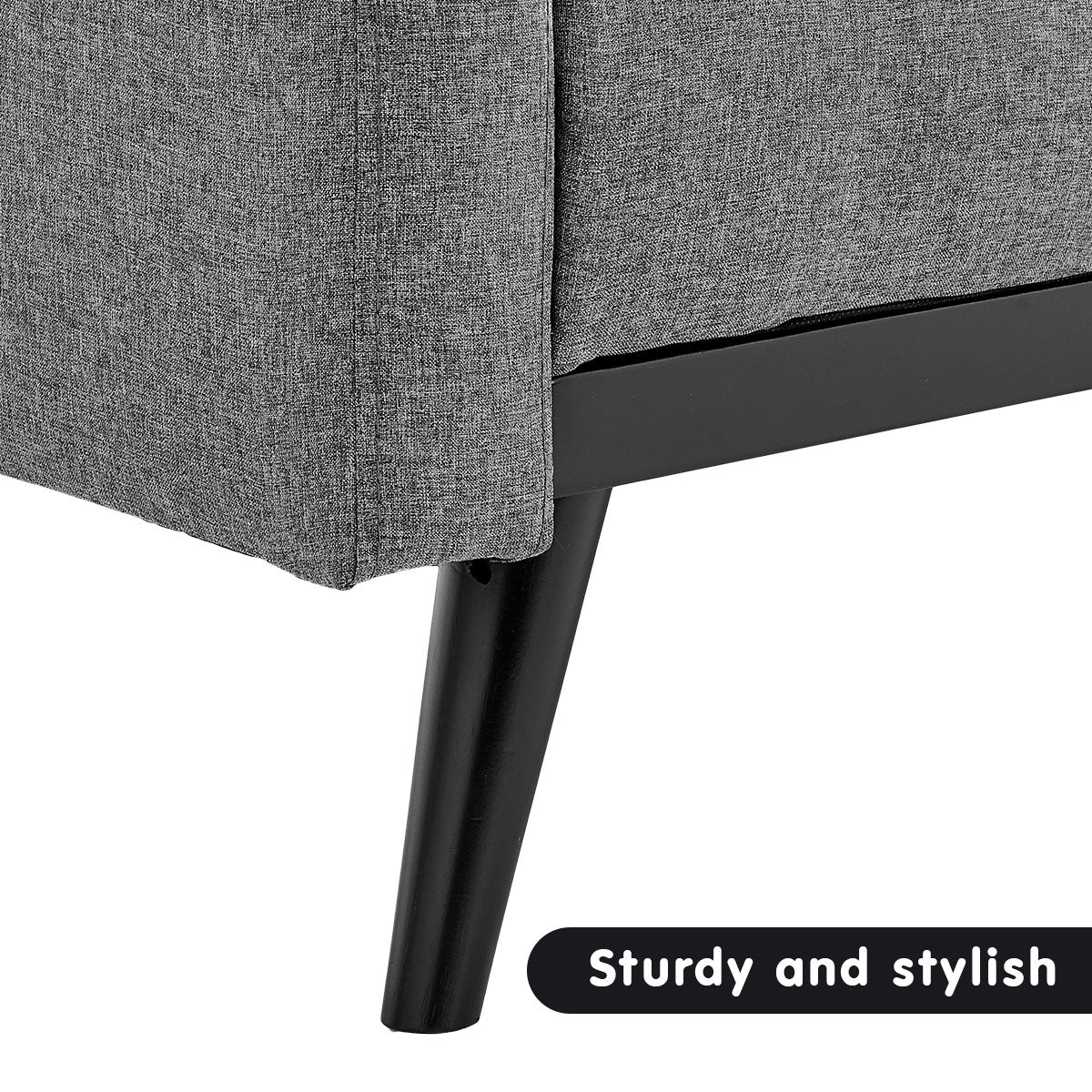 Sarantino Tufted Faux Linen 3-Seater Sofa Bed with Armrests - Light Grey-Furniture &gt; Sofas-PEROZ Accessories