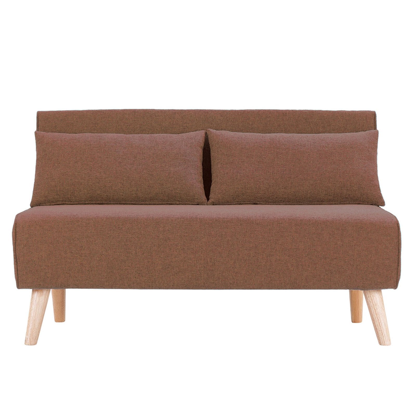 Sarantino 2-Seater Adjustable Sofa Bed Lounge Faux Linen - Brown-Furniture &gt; Sofas-PEROZ Accessories