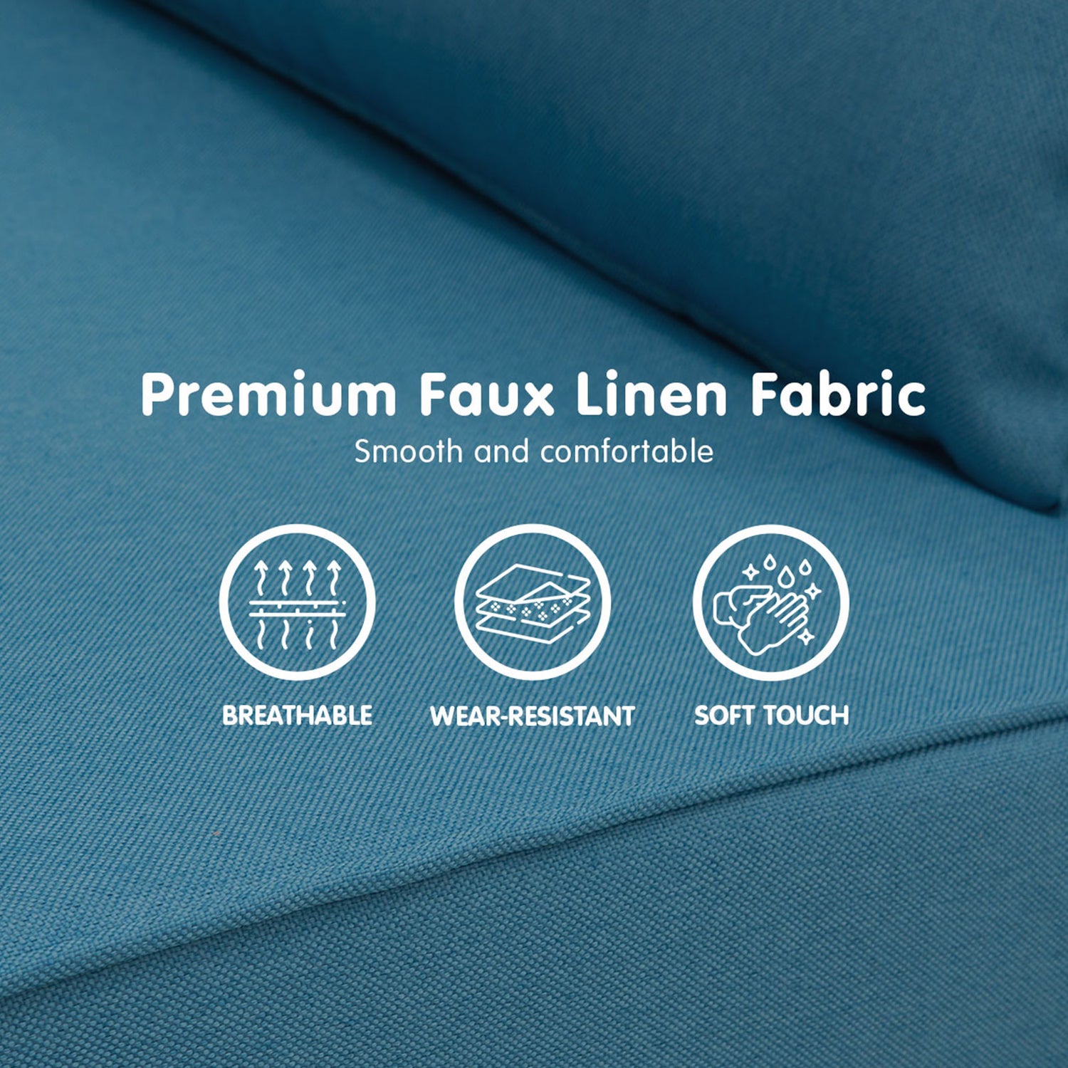 Sarantino Adjustable Corner Sofa 2-Seater Lounge Linen Bed Seat - Blue-Furniture &gt; Sofas-PEROZ Accessories