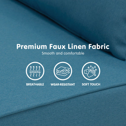 Sarantino Adjustable Corner Sofa 2-Seater Lounge Linen Bed Seat - Blue-Furniture &gt; Sofas-PEROZ Accessories