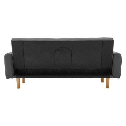 Sarantino 3-Seater Fabric Sofa Bed Futon - Dark Grey-Furniture &gt; Sofas-PEROZ Accessories
