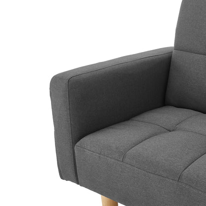 Sarantino 3-Seater Fabric Sofa Bed Futon - Dark Grey-Furniture &gt; Sofas-PEROZ Accessories