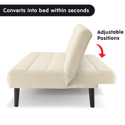 Sarantino Faux Suede Fabric Sofa Bed Furniture Lounge Seat Beige-Furniture &gt; Sofas-PEROZ Accessories