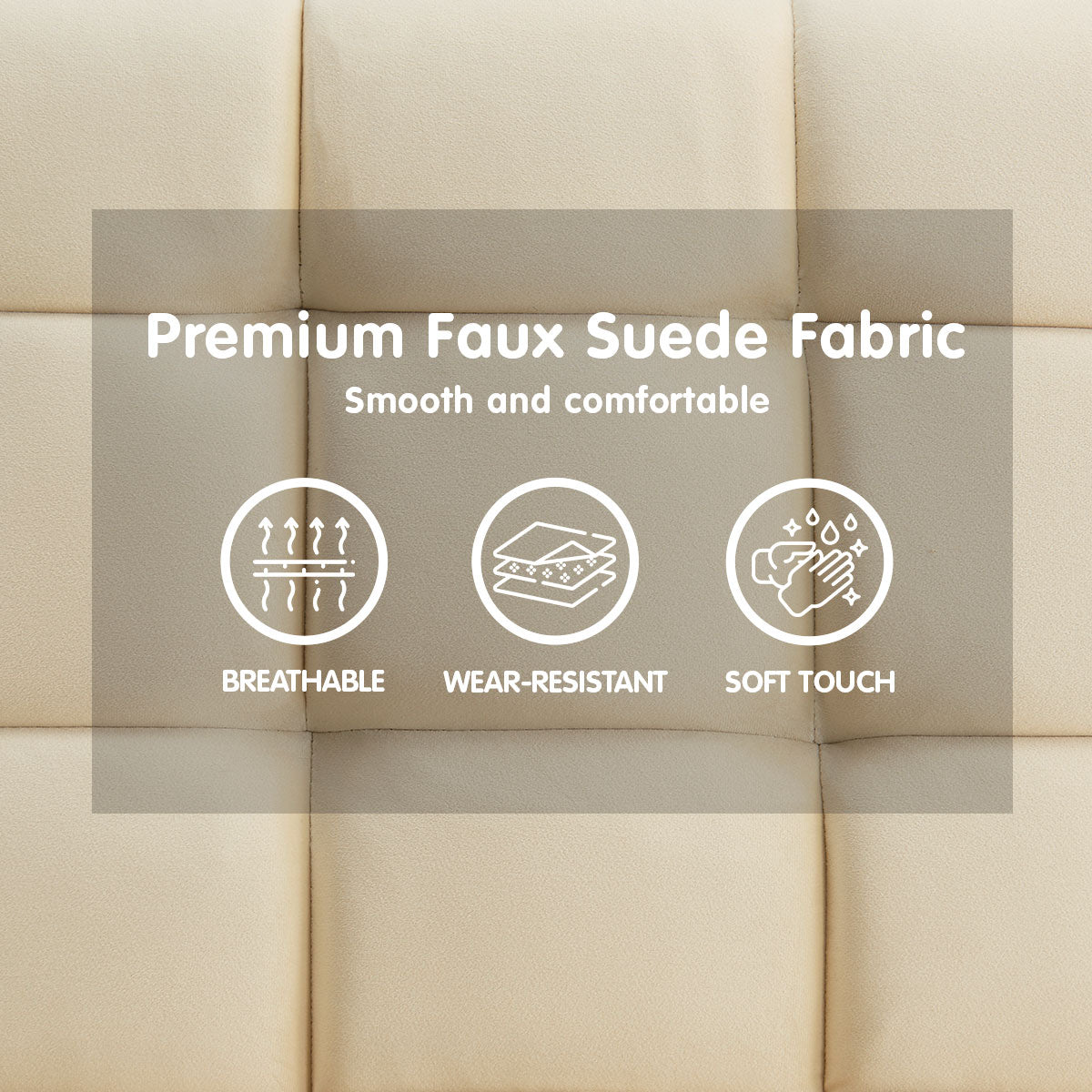 Sarantino Faux Suede Fabric Sofa Bed Furniture Lounge Seat Beige-Furniture &gt; Sofas-PEROZ Accessories