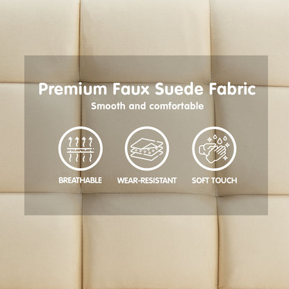 Sarantino Faux Suede Fabric Sofa Bed Furniture Lounge Seat Beige-Furniture &gt; Sofas-PEROZ Accessories