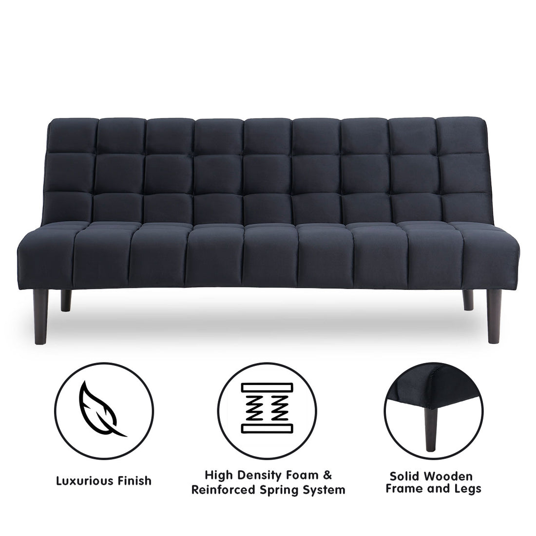 Sarantino Faux Suede Fabric Sofa Bed Furniture Lounge Seat Black-Furniture > Sofas-PEROZ Accessories