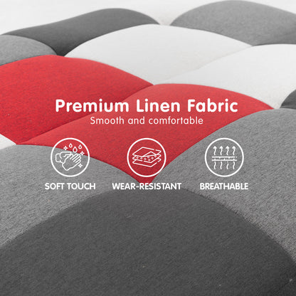 Sarantino 3 Seater Modular Linen Fabric Wood Sofa Bed Couch - Multi-colour-Furniture &gt; Sofas-PEROZ Accessories