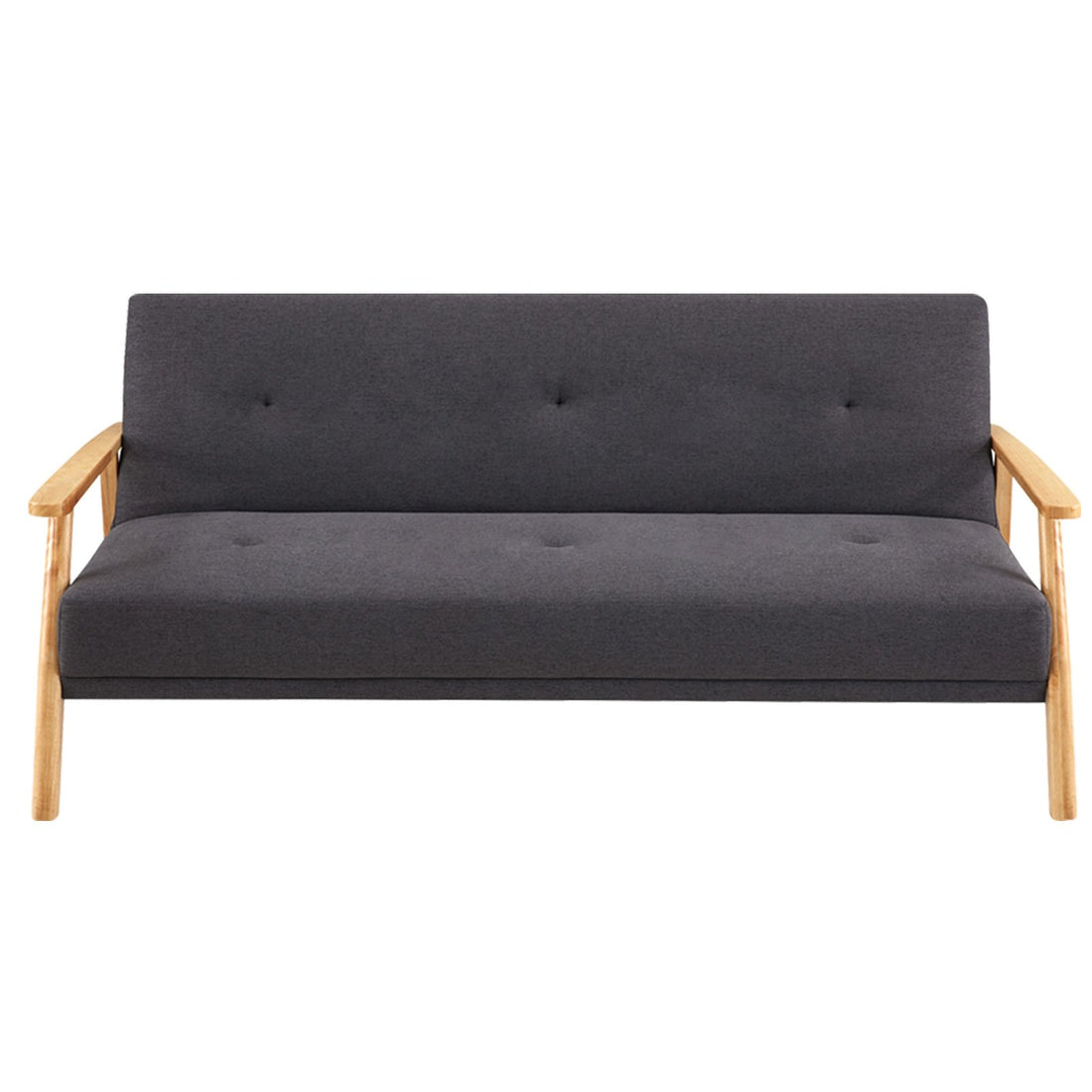 Sarantino 3 Seater Linen Fabric Wood Sofa Bed Lounge Couch Dark Grey-Furniture &gt; Sofas-PEROZ Accessories