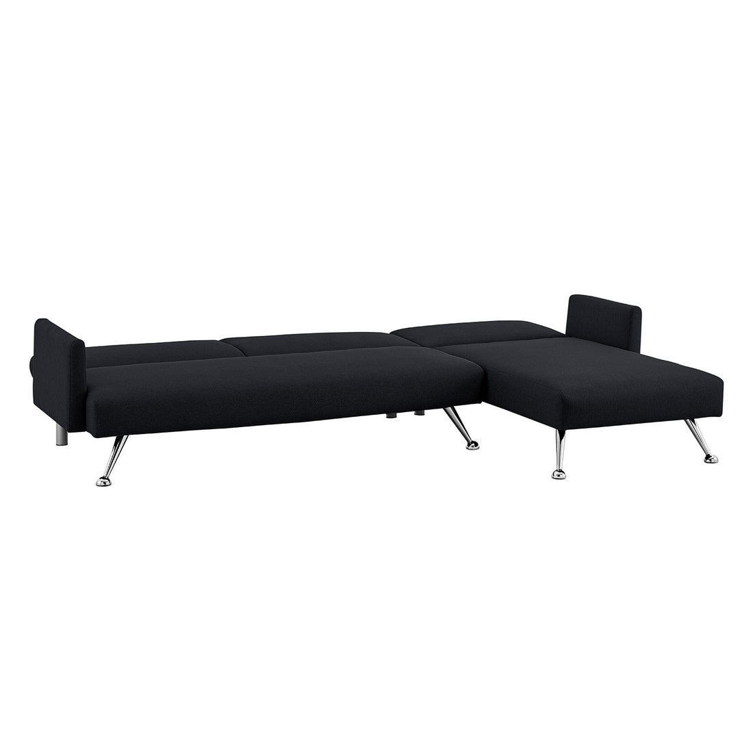 Sarantino Mia 3-Seater Sofa Bed with Chaise &amp; 3 Pillows - Black-Furniture &gt; Sofas-PEROZ Accessories
