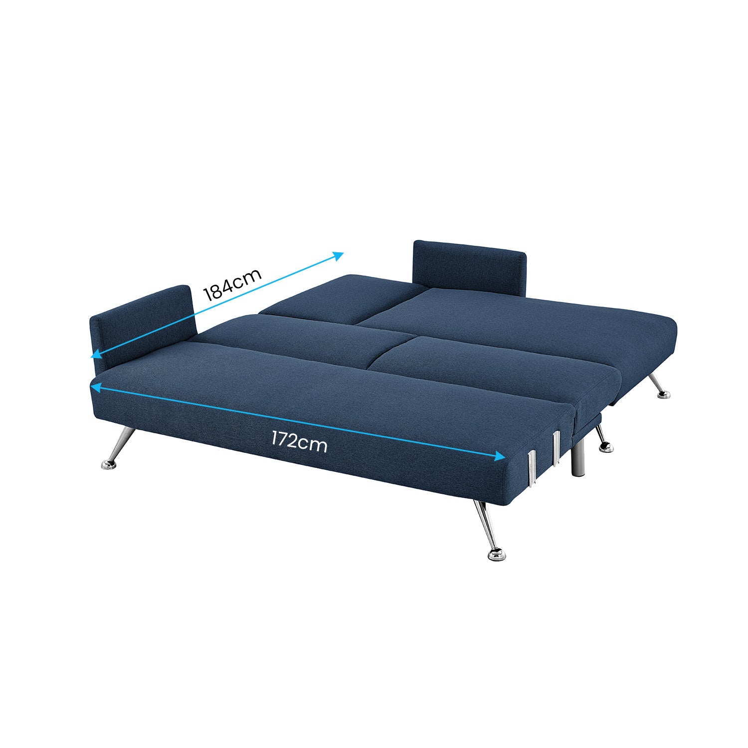 Sarantino Mia 3-Seater Sofa Bed with Chaise &amp; 3 Pillows - Blue-Furniture &gt; Sofas-PEROZ Accessories