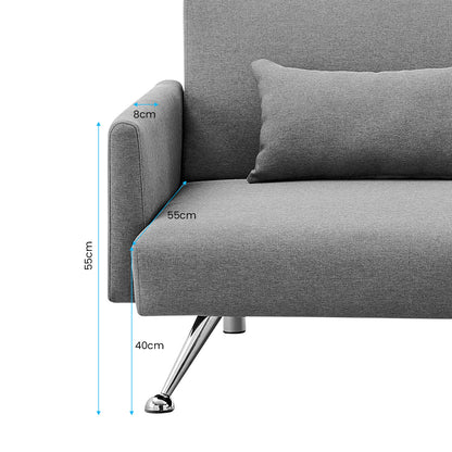 Sarantino Mia 3-Seater Corner Sofa Bed Chaise and Pillows Dark Grey-Furniture &gt; Sofas-PEROZ Accessories