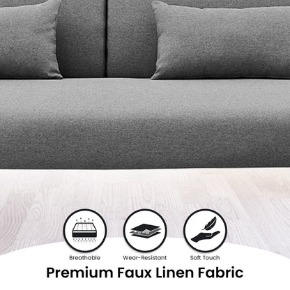 Sarantino Mia 3-Seater Corner Sofa Bed Chaise and Pillows Dark Grey-Furniture &gt; Sofas-PEROZ Accessories