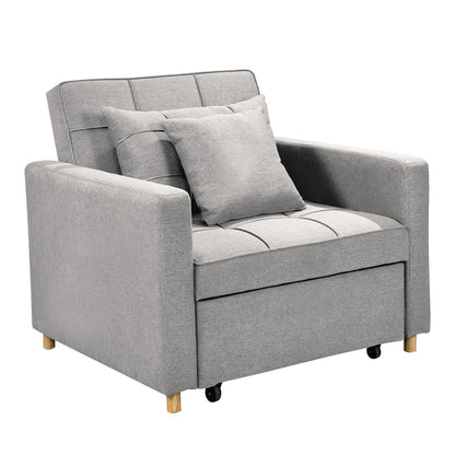 Sarantino Suri 3-in-1 Convertible Sofa Chair Bed Lounger - Light Grey-Furniture &gt; Sofas-PEROZ Accessories