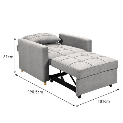 Sarantino Suri 3-in-1 Convertible Sofa Chair Bed Lounger - Light Grey-Furniture &gt; Sofas-PEROZ Accessories