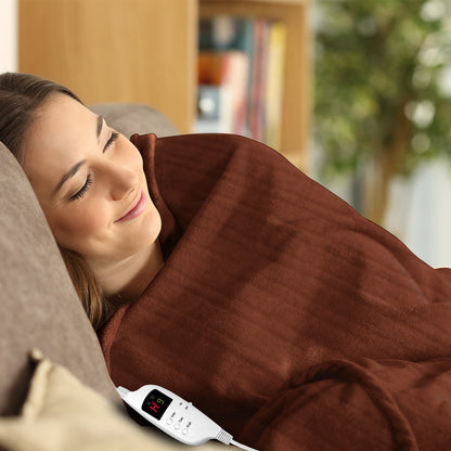 Laura Hill Heated Electric Blanket Throw Rug Coral Warm Fleece Brown-Home &amp; Garden &gt; Bedding-PEROZ Accessories