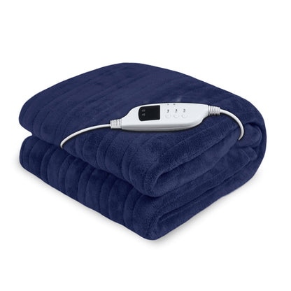 Laura Hill Heated Electric Blanket Coral Warm Fleece Winter Blue-Home &amp; Garden &gt; Bedding-PEROZ Accessories