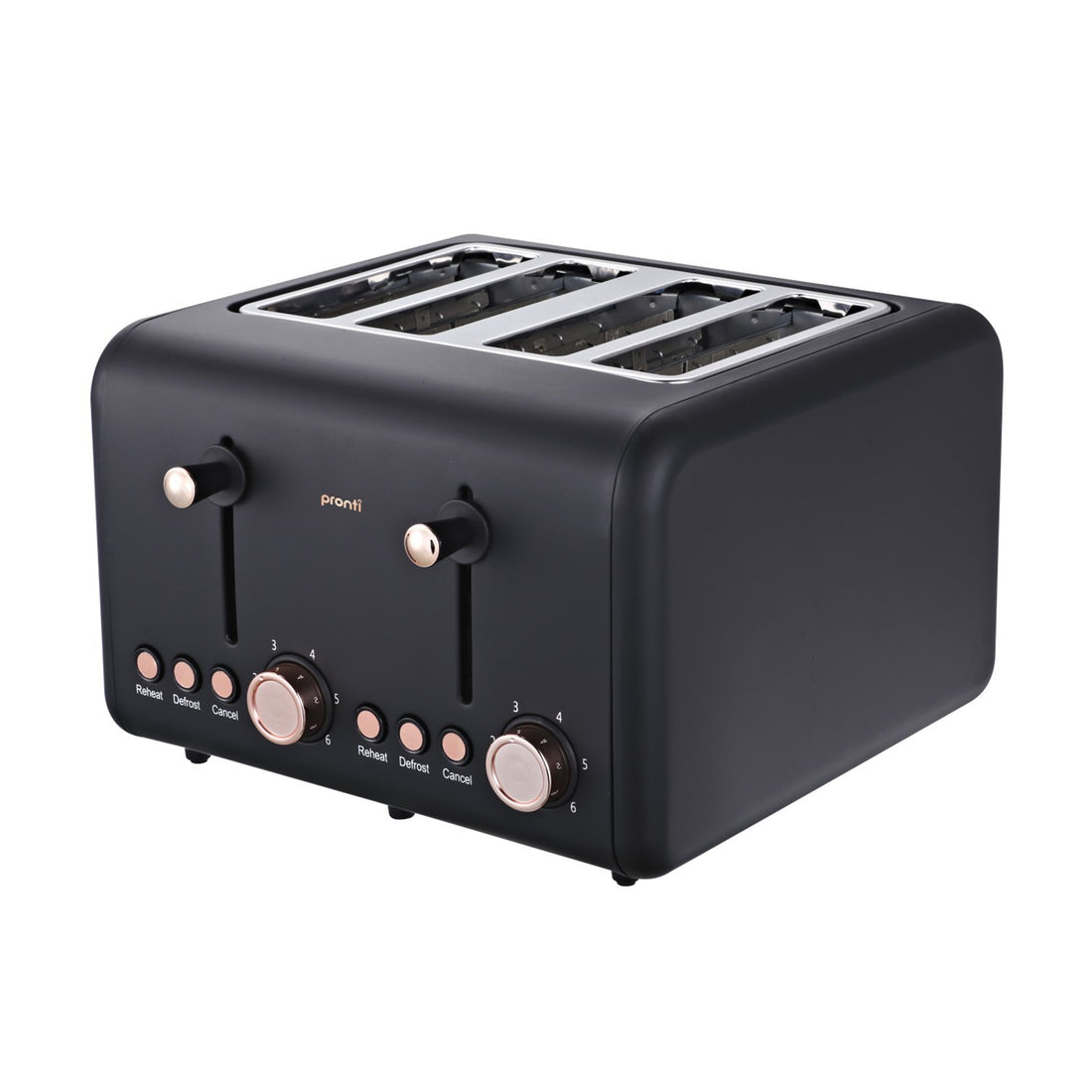 Pronti 4 Slice Toaster Rose Trim Collection - Black-Appliances &gt; Kitchen Appliances-PEROZ Accessories