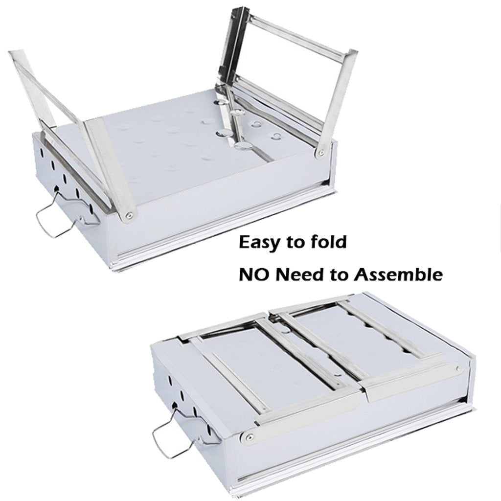 Charcoal BBQ Grill Stainless Steel Portable Outdoor Steel Rack Roaster Smoker-Home &amp; Garden &gt; BBQ-PEROZ Accessories