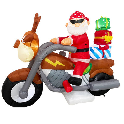 PREORDER Radiant Christmas Lights Elk Motorcycle Gift Xmas Inflatable Santa 2.1m Long-Occasions &gt; Christmas-PEROZ Accessories