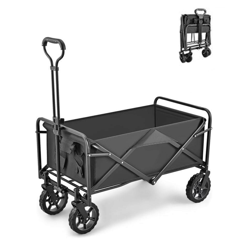 5 Inch Wheel Black Folding Beach Wagon Cart Trolley Garden Outdoor Picnic Camping Sports Market Collapsible Shop-Outdoor &gt; Camping-PEROZ Accessories