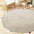 Round Woven Jute Cotton Multicolour Pompom Rug 120 cm-Home & Garden > Rugs-PEROZ Accessories