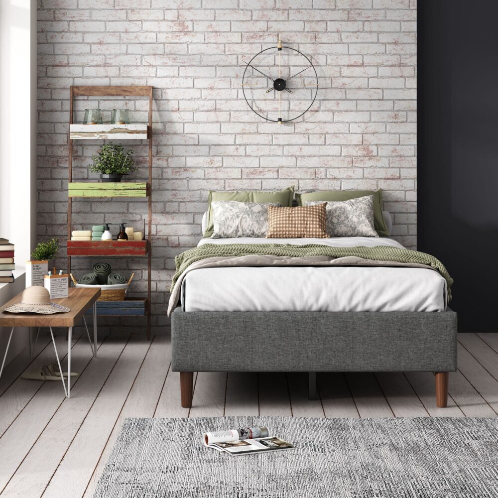 Bed Frame Mattress Foundation (Dark Grey) &amp;