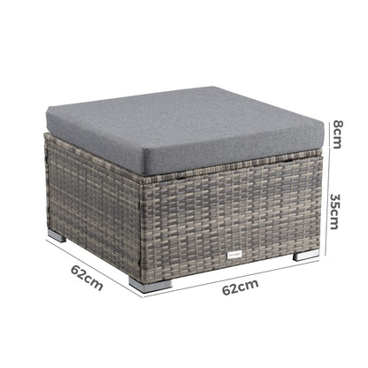 Outdoor wicker ottoman in Grey-Ottomans-PEROZ Accessories