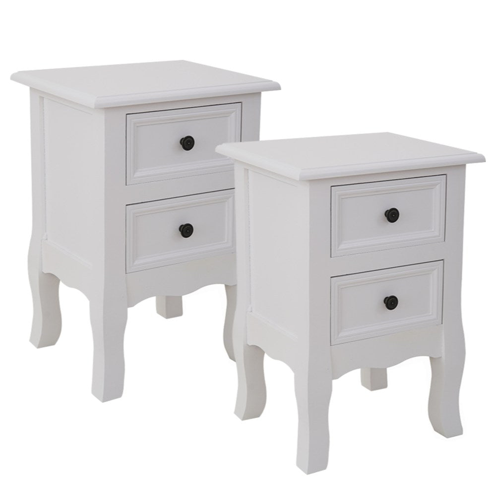 French Bedside Table Nightstand White Set of 2-Furniture &gt; Bedroom-PEROZ Accessories