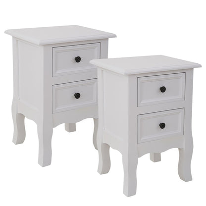 French Bedside Table Nightstand White Set of 2-Furniture &gt; Bedroom-PEROZ Accessories
