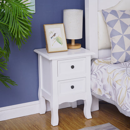 French Bedside Table Nightstand White Set of 2-Furniture &gt; Bedroom-PEROZ Accessories