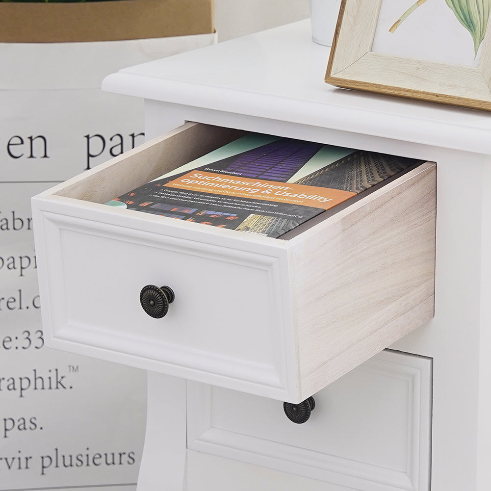 French Bedside Table Nightstand White Set of 2-Furniture &gt; Bedroom-PEROZ Accessories