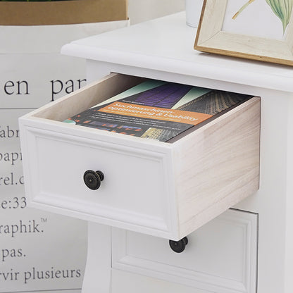 French Bedside Table Nightstand White Set of 2-Furniture &gt; Bedroom-PEROZ Accessories