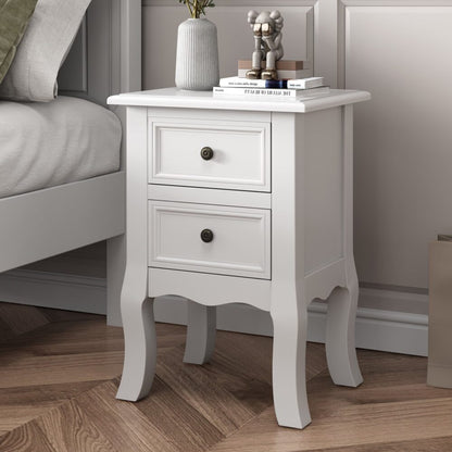 French Bedside Table Nightstand White Set of 2-Furniture &gt; Bedroom-PEROZ Accessories