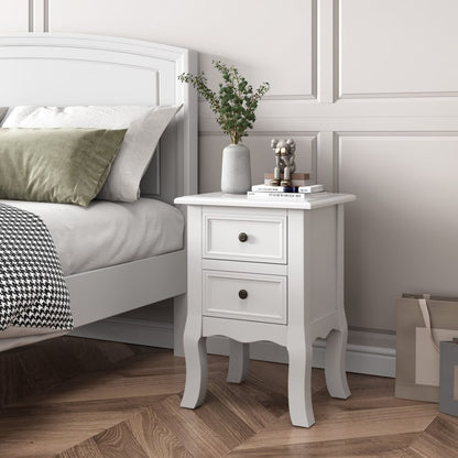 French Bedside Table Nightstand White Set of 2-Furniture &gt; Bedroom-PEROZ Accessories