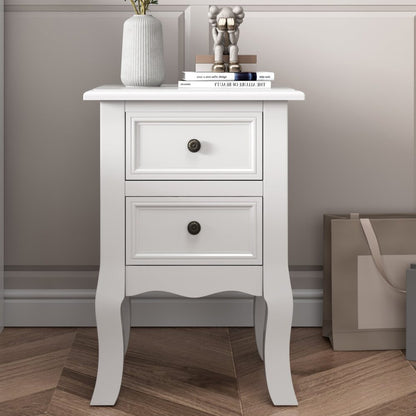 French Bedside Table Nightstand White Set of 2-Furniture &gt; Bedroom-PEROZ Accessories