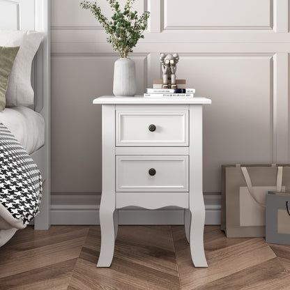 French Bedside Table Nightstand White Set of 2-Furniture &gt; Bedroom-PEROZ Accessories