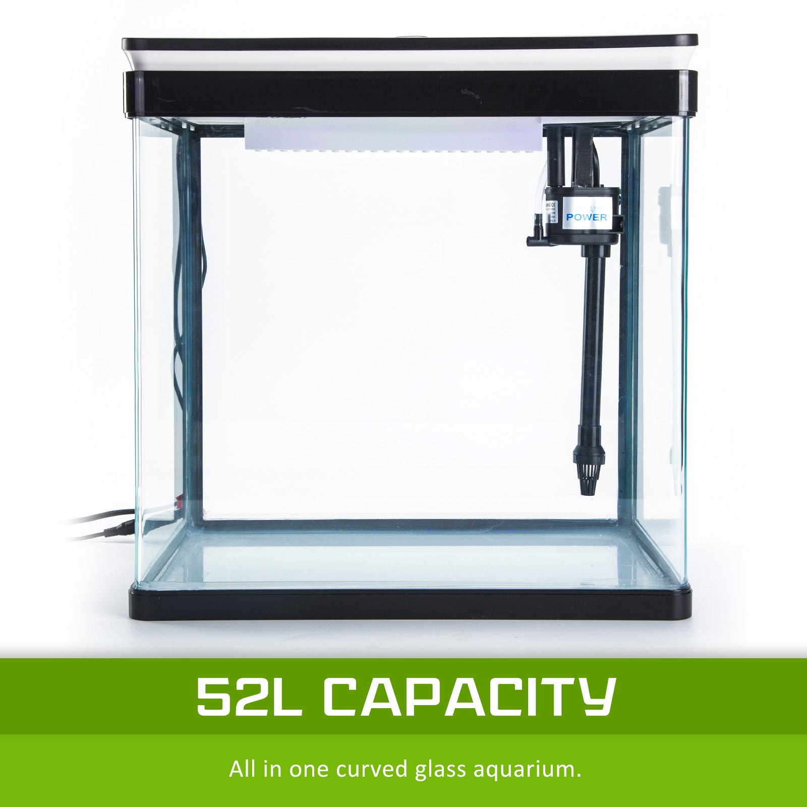 Dynamic Power Aquarium Fish Tank 52L Curved Glass RGB LED-Pet Care &gt; Aquarium-PEROZ Accessories