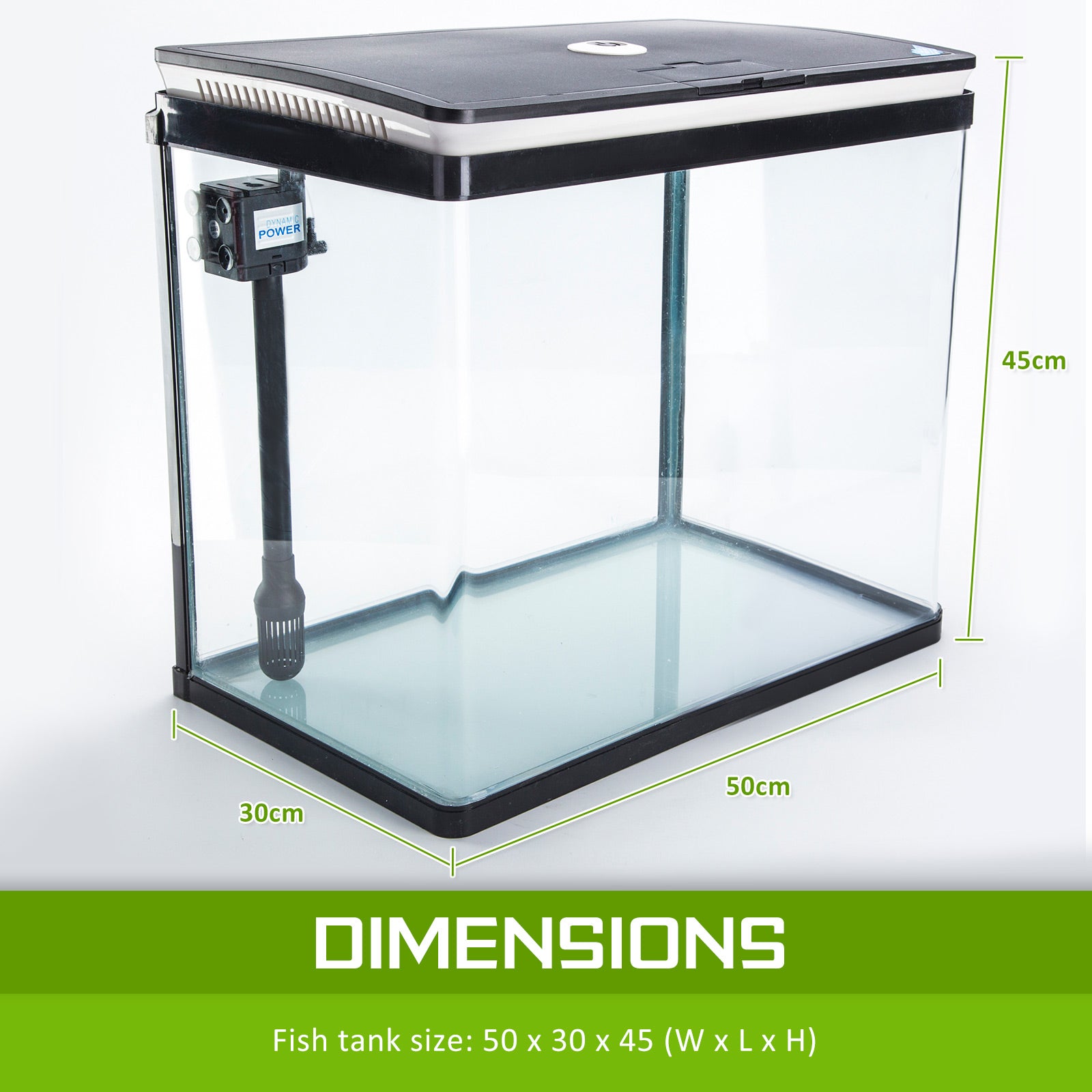 Dynamic Power Aquarium Fish Tank 52L Curved Glass RGB LED-Pet Care &gt; Aquarium-PEROZ Accessories